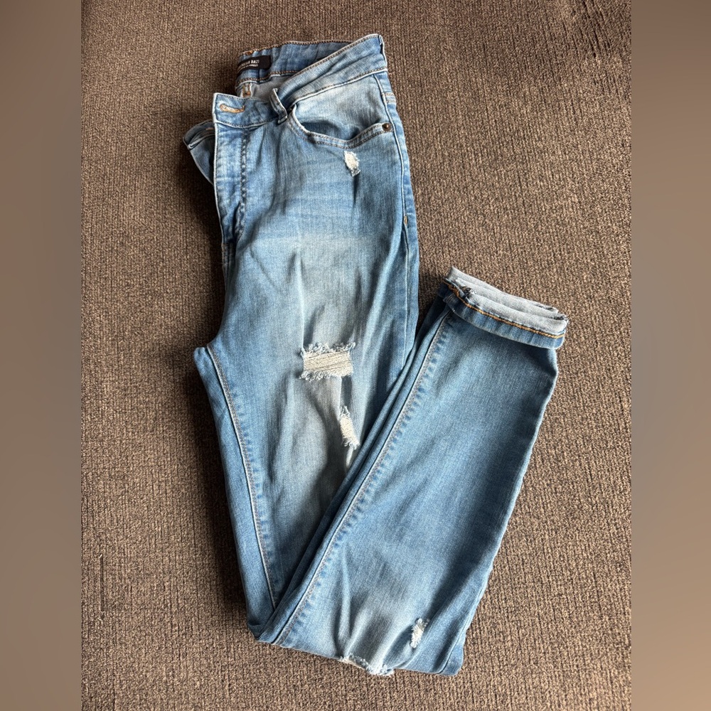 American Bazi Light Blue Distressed Skinny Jeans